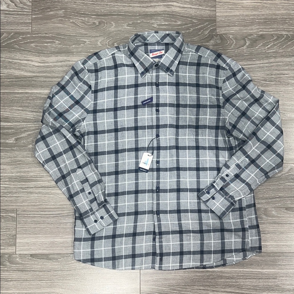johnnie-O Charcoal and Light Gray Plaid Shirt